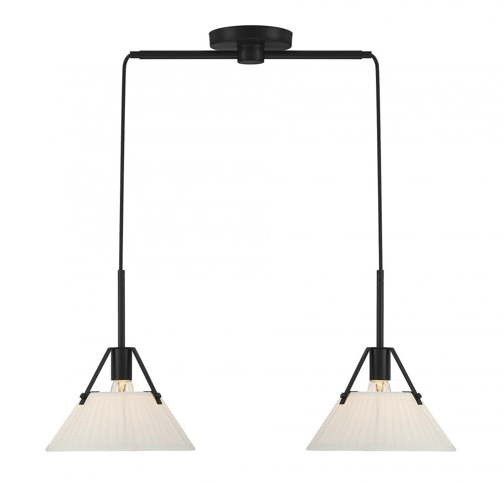 2-Light Linear Chandelier in Matte Black