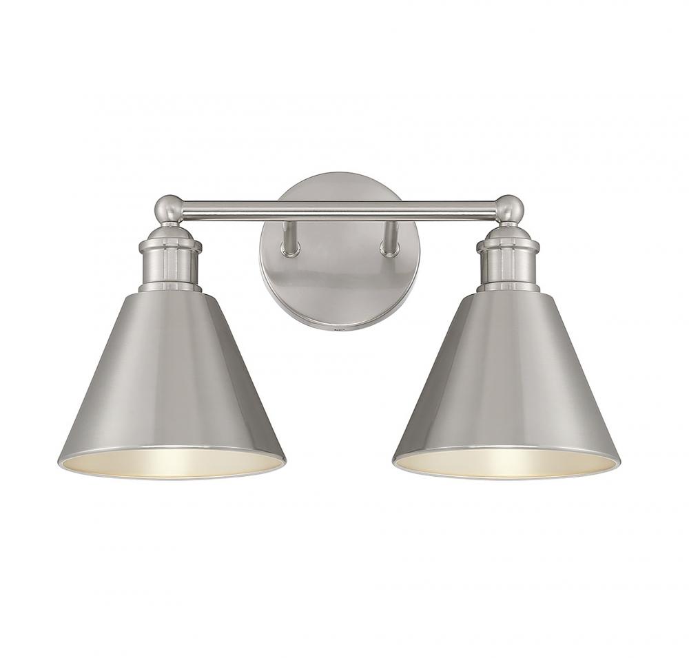 2-Light Bathroom Vanity Light in Brushed Nickel