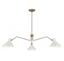 Savoy House Meridian M7019WHNB - 3-Light Pendant in White with Natural Brass