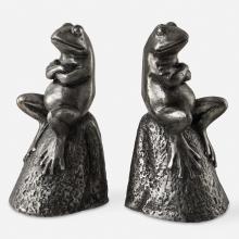  18150 - Daydreaming Frogs Aged Silver Bookends, S/2