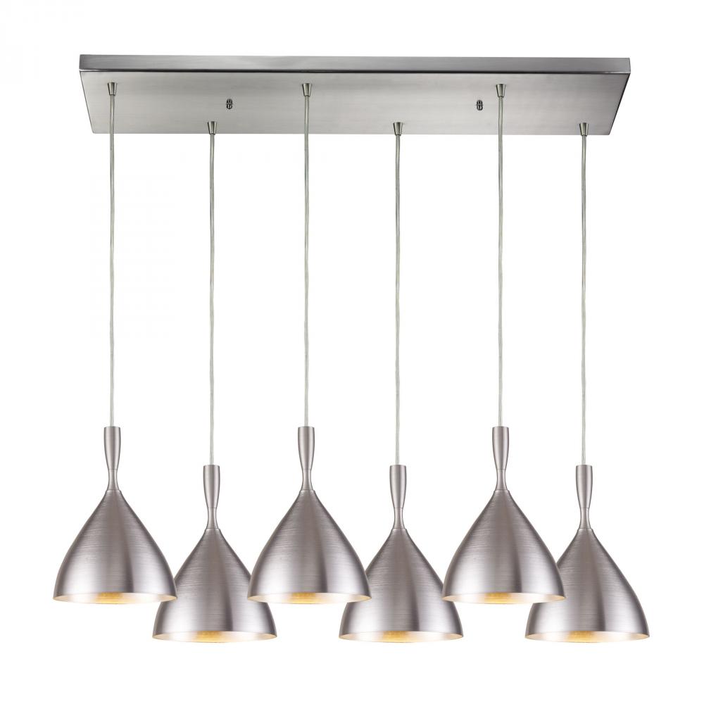 Spun Aluminum 6 LED Light Pendant In Satin Nicke