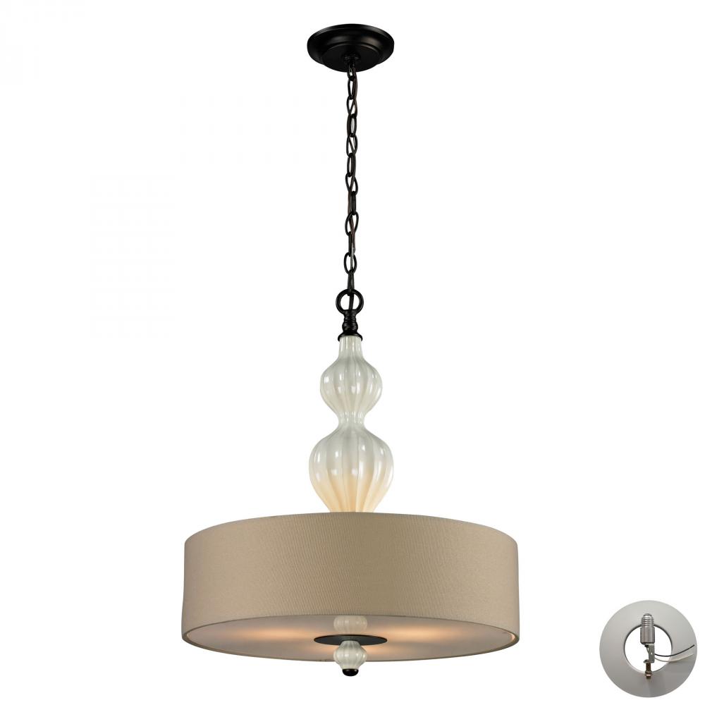 Lilliana 3 Light Pendant In Cream And Aged Bronz