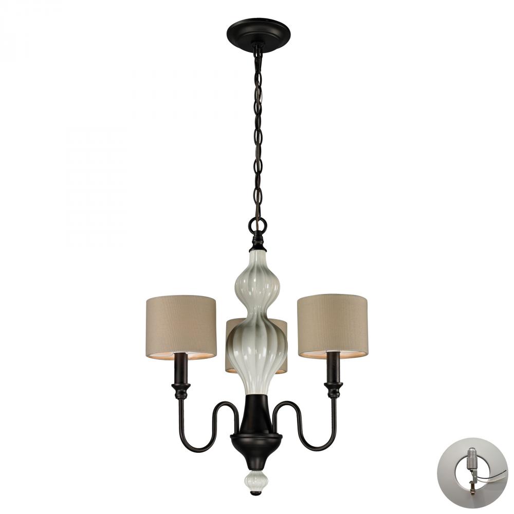 Lilliana 3 Light Chandelier In Cream And Aged Br