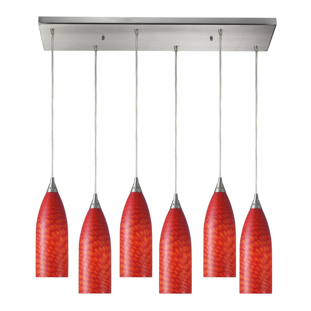 Cilindro 6- Light Pendant in Satin Nickel