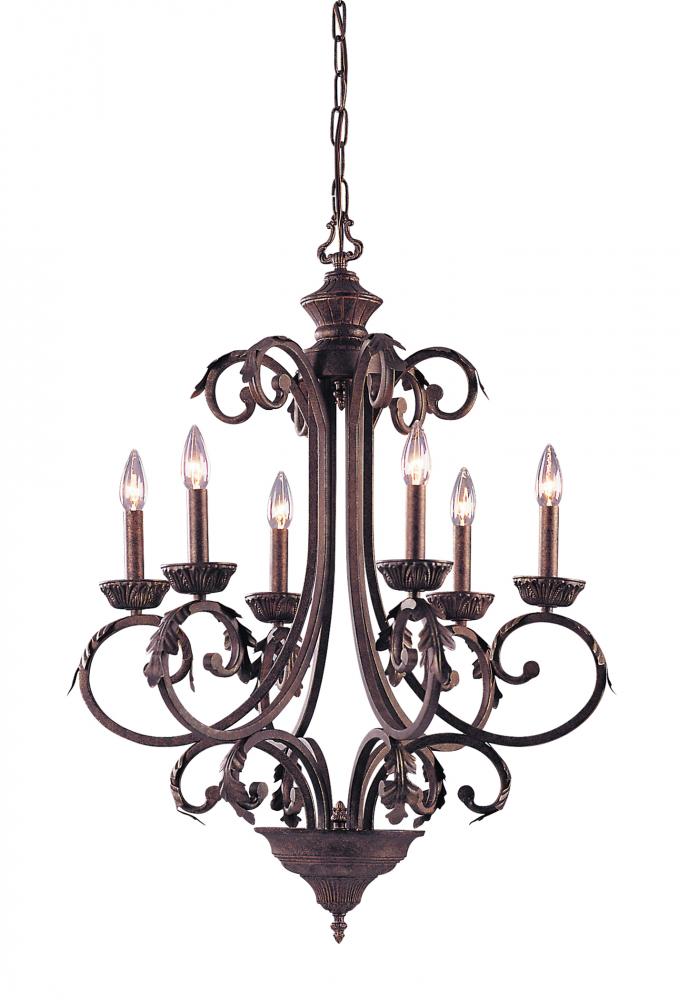 6 Light Chandelier In Dark Rust