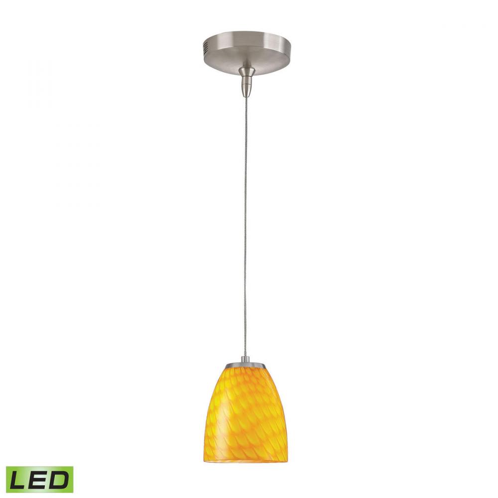 Low Voltage LED Collection 1 light mini pendant in Brushed Nickel with Canary (CN) Glass