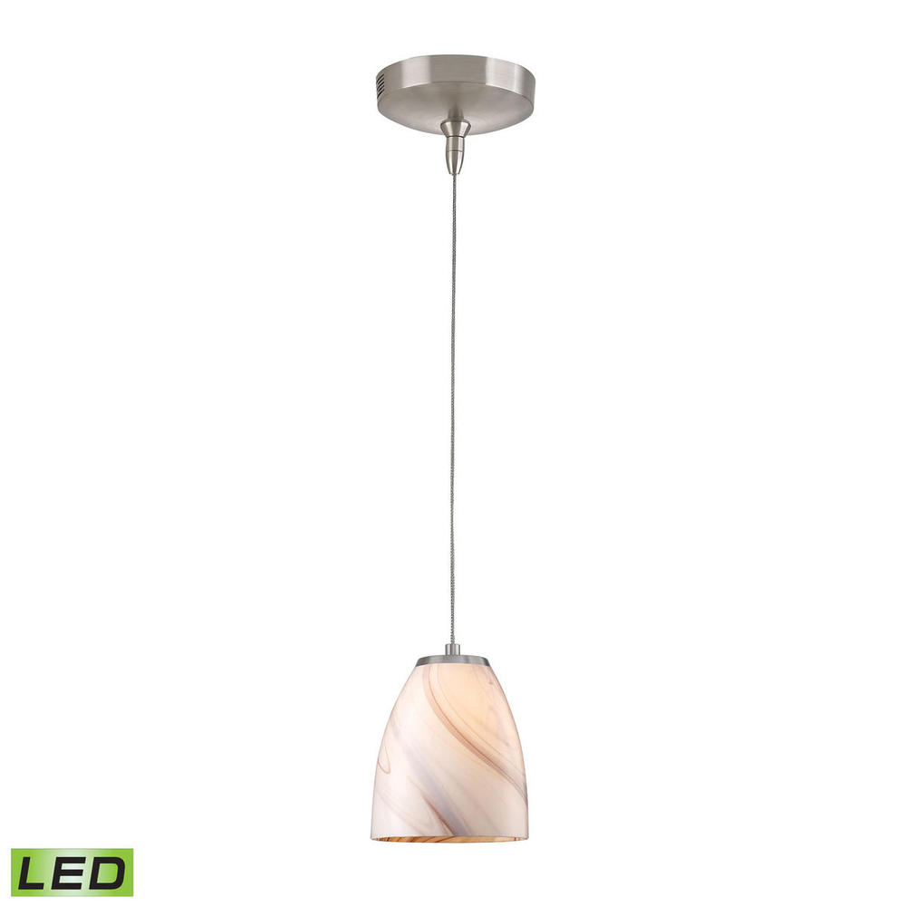 Low Voltage LED Collection 1 light mini pendant in Brushed Nickel with Creme (CR) Glass